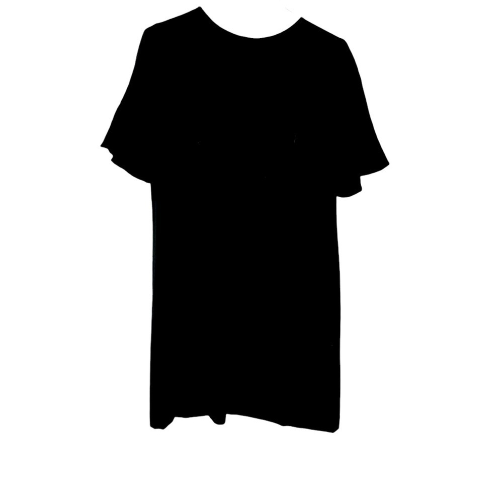 Black knee length dress simple  but not sserious w flirty sleeves. Loft size 12p